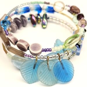 Handmade Bracelet Blue and Purple Memory Beaded Bracelet